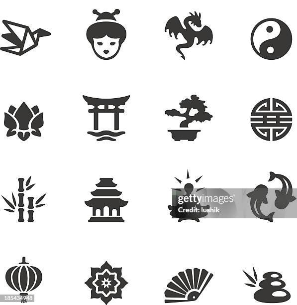 ilustraciones, imágenes clip art, dibujos animados e iconos de stock de iconos soulico-asiática - geisha