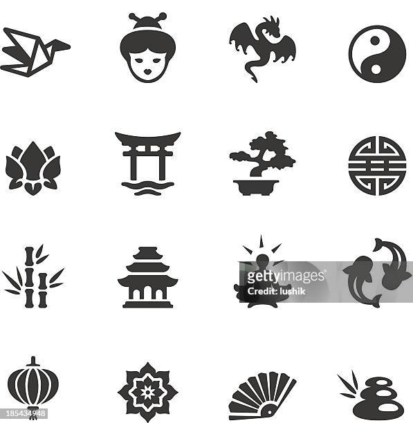 soulico - asian icons - bonsai tree stock illustrations