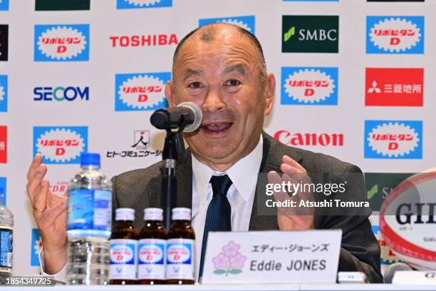 Japan national team new head coach Eddie Jones attends a press conference at Japan Olympic Square on December 14, 2023 in Tokyo, Japan.