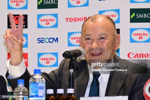 Japan national team new head coach Eddie Jones attends a press conference at Japan Olympic Square on December 14, 2023 in Tokyo, Japan.