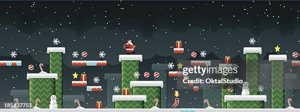 klassischer weihnachts-arcade game - weihnachtsmann stock-grafiken, -clipart, -cartoons und -symbole