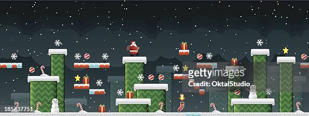classic christmas arcade game - 2d characters stock illustrations