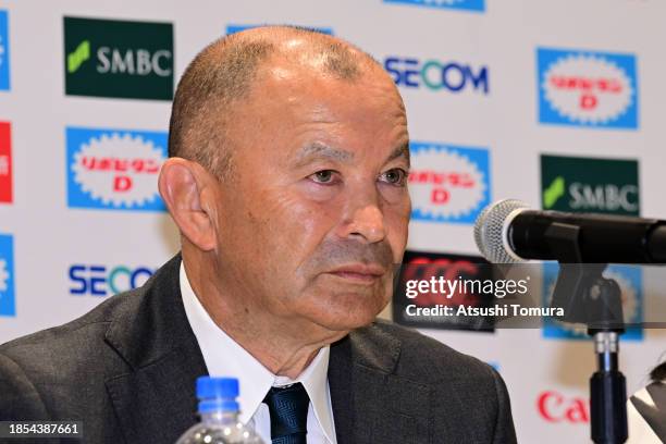 Japan national team new head coach Eddie Jones attends a press conference at Japan Olympic Square on December 14, 2023 in Tokyo, Japan.