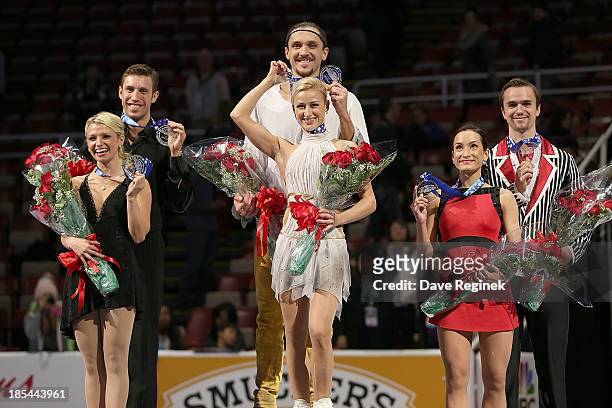 Medal winners of the pairs free skate are Silver, Kristen Moore-Towers and Dylan Moscovitch of Canada Gold, Tatiana Volosozhar and Maxim Trankov of...