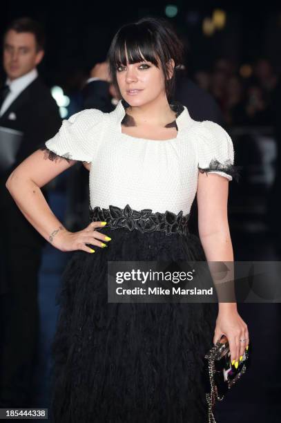 Lily Allen attends the Closing Night Gala European Premiere of "Saving Mr Banks" during the 57th BFI London Film Festival at Odeon Leicester Square...