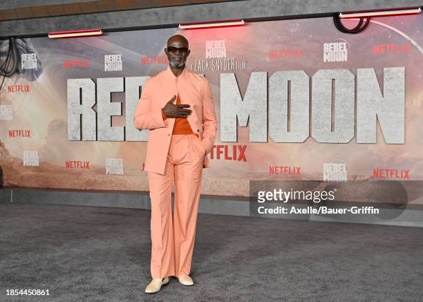 Djimon Hounsou attends the Los Angeles Premiere of Netflix's "Rebel Moon - Part One: A Child of Fire" at TCL Chinese Theatre on December 13, 2023 in...