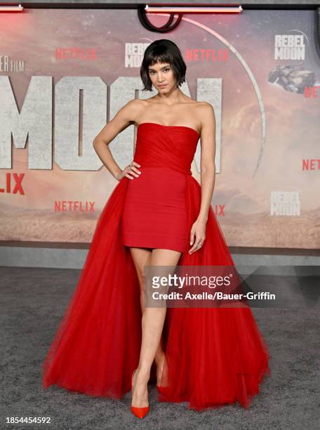 Sofia Boutella attends the Los Angeles Premiere of Netflix's "Rebel Moon - Part One: A Child of Fire" at TCL Chinese Theatre on December 13, 2023 in...
