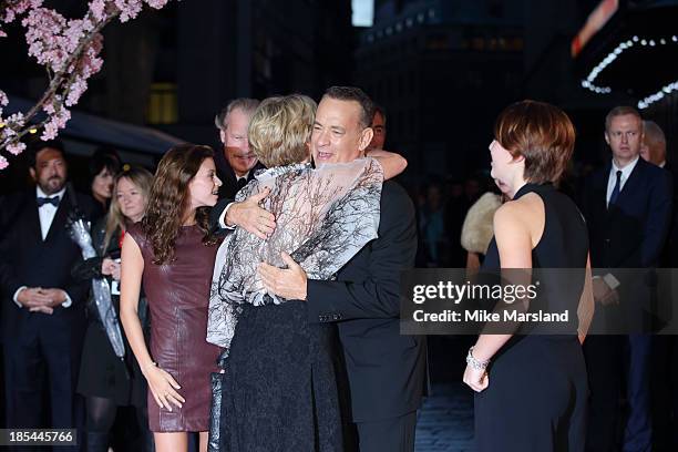 Emma Thompson and Tom Hanks attend the Closing Night Gala European Premiere of "Saving Mr Banks" during the 57th BFI London Film Festival at Odeon...