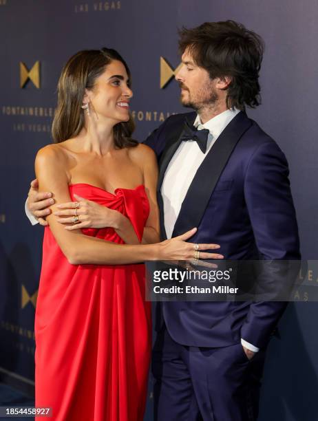 Nikki Reed and Ian Somerhalder attend the grand opening of Fontainebleau Las Vegas  December 13, 2023 in Las Vegas