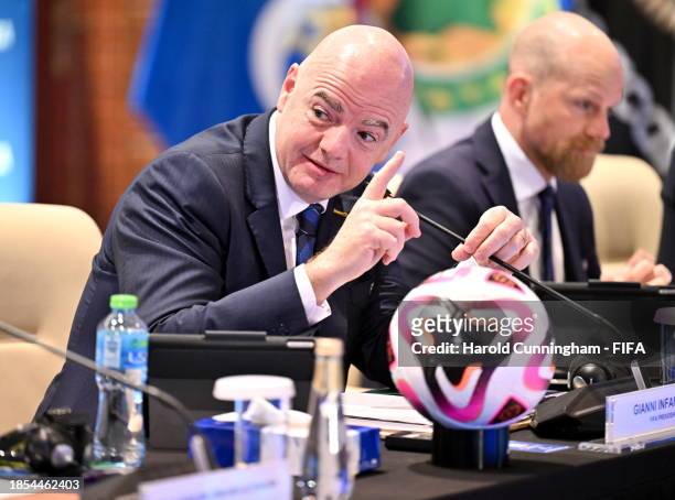 President Gianni Infantino during a FIFA Council Meeting on December 17, 2023 in Jeddah, Saudi Arabia.