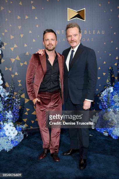 Aaron Paul and Bryan Cranston attend the Fontainebleau Las Vegas Star-Studded Grand Opening Celebration on December 13, 2023 in Las Vegas, Nevada.
