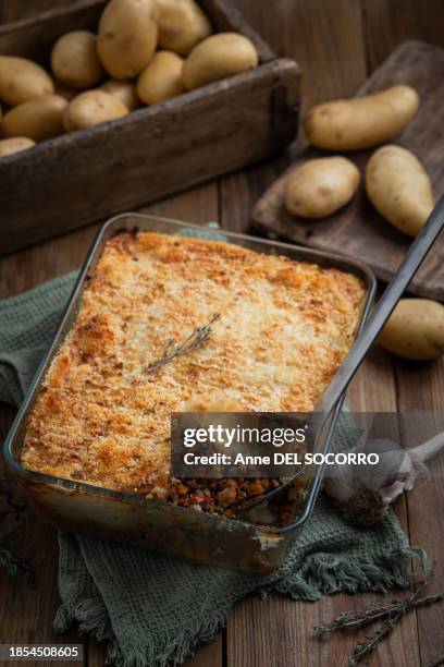 homemade shepherd's pie with beef and mashed potatoes - meat pie stock pictures, royalty-free photos & images