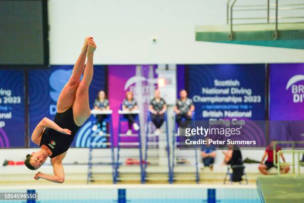 Clare Cryan competes during the preliminaries of the Womens 3m Springboard at the Scottish National Diving Championships 2023 on December 17, 2023 in...
