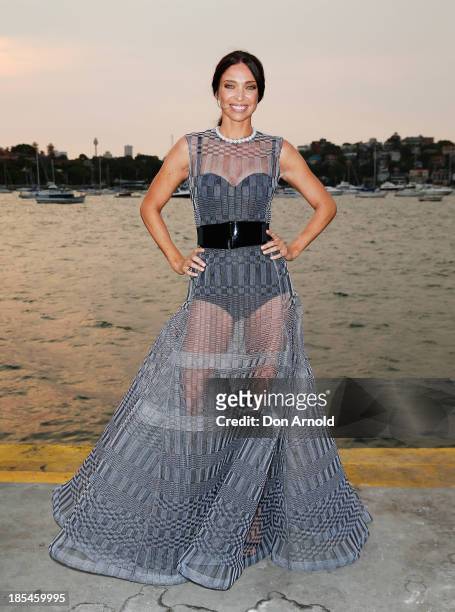 Erica Packer poses before boarding a yacht at a launch event for the November issue of Vogue on October 21, 2013 in Sydney, Australia.
