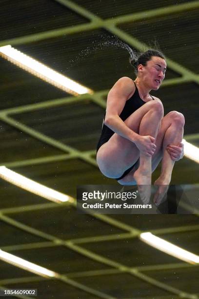 Clare Cryan competes during the preliminaries of the 3m Springboard at the Scottish National Diving Championships 2023 on December 17, 2023 in...