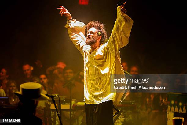 Singer/songwriter Alex Ebert of Edward Sharpe And The Magnetic Zeros performs onstage during the 'Edward Sharpe And The Magnetic Zeros' Big Top...