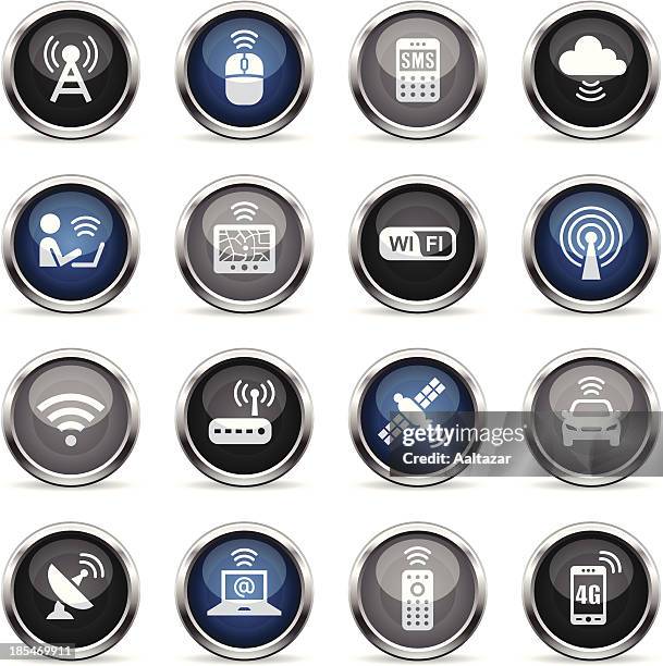 supergloss icons - wireless technology - electromagnetic stock illustrations