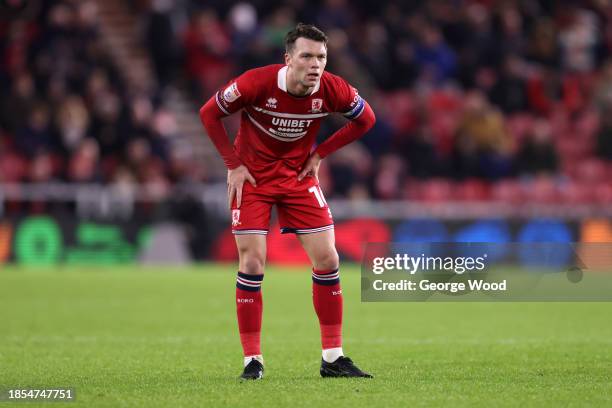 Jonathan Howson of Middlesbrough looks on during the Sky Bet Championship match between Middlesbrough and Hull City at Riverside Stadium on December...