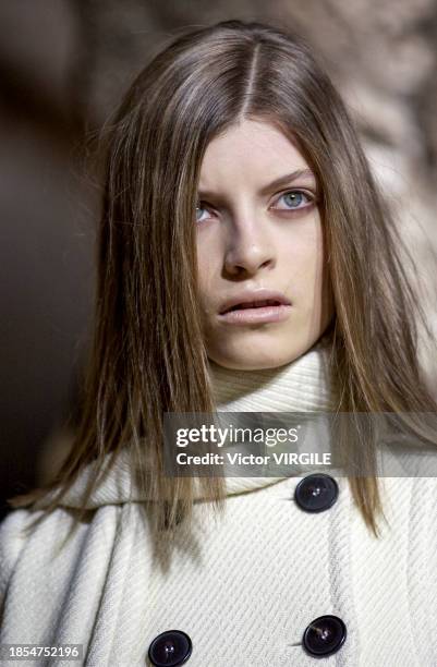 Luca Gadjus walks the runway during the Dolce & Gabbana Ready to Wear Fall/Winter 2002-2003 fashion show as part of the Milan Fashion Week on March...