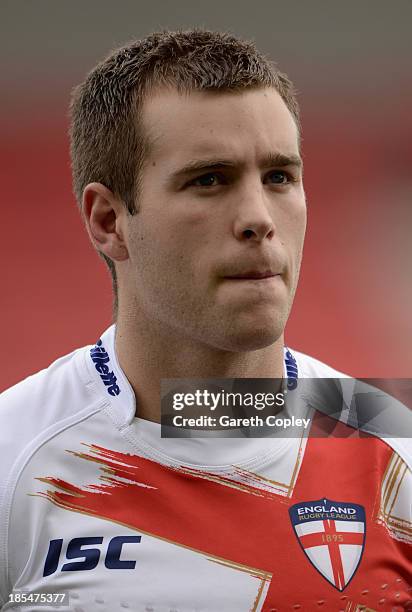 Iain Thornley of England Knights ahead of the International match between England Knights and Samoa at Salford City Stadium on October 19, 2013 in...