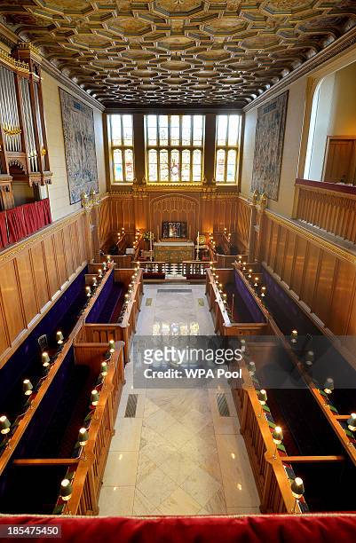 General view of the interior of the Chapel Royal at St James's Palace, where Prince George of Cambridge will be christened, October 17, 2013 in...