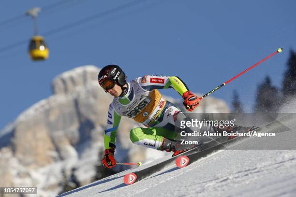 Zan Kranjec of Team Slovenia in action during the Audi FIS Alpine Ski World Cup Men's Giant Slalom on December 17, 2023 in Alta Badia Italy.