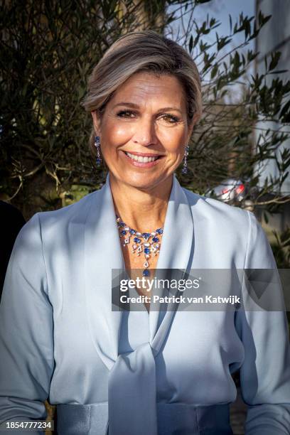 Queen Maxima of The Netherlands attends the Christmas Music Gala in Theater T Spant on December 14, 2023 in Bussum, Netherlands. The gala is an...