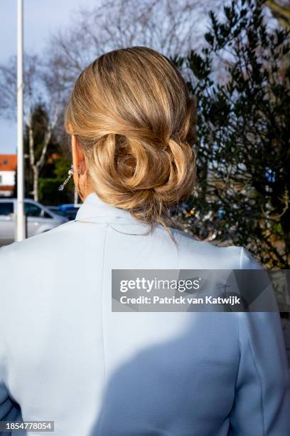 Queen Maxima of The Netherlands attends the Christmas Music Gala in Theater T Spant on December 14, 2023 in Bussum, Netherlands. The gala is an...