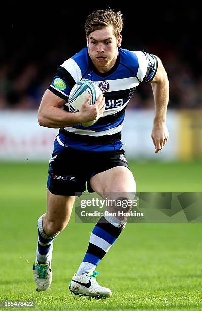 Tom Heathcote of Bath in action during the Amlin Challenge Cup match between Bath and Newport Gwent Dragons at Recreation Ground on October 19, 2013...