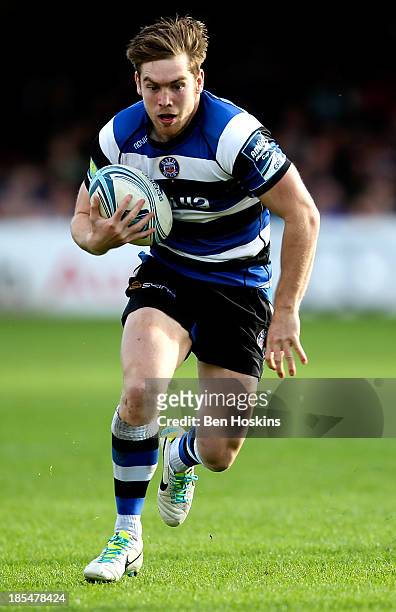 Tom Heathcote of Bath in action during the Amlin Challenge Cup match between Bath and Newport Gwent Dragons at Recreation Ground on October 19, 2013...