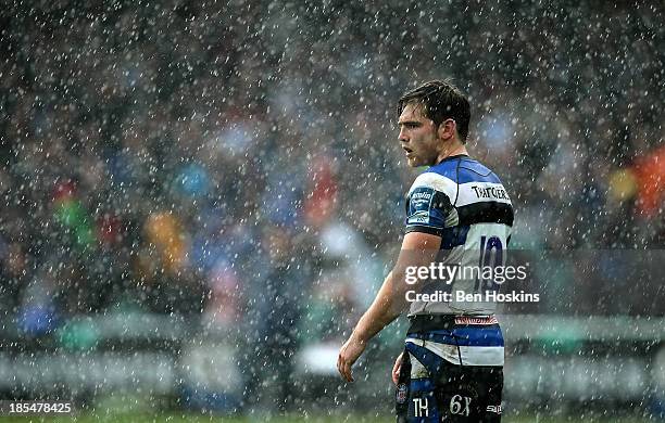 Tom Heathcote of Bath in action during the Amlin Challenge Cup match between Bath and Newport Gwent Dragons at Recreation Ground on October 19, 2013...