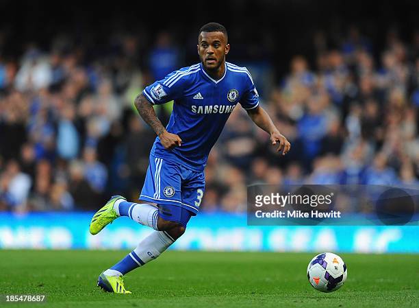 Ryan Bertrand of Chelsea in action during the Barclays Premier League match between Chelsea and Cardiff City at Stamford Bridge on October 19, 2013...