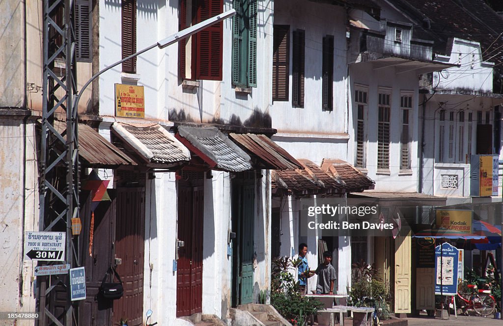 Impressive colonial style facades line Sisavangvong Road in...