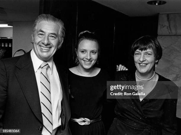 Paul Rogers, wife and daughter attend the opening party for "The Dresser" on November 9, 1981 at the Milford Plaza Hotel in New York City.