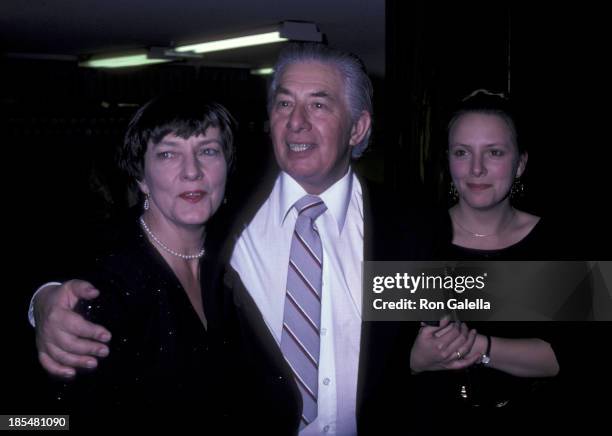 Paul Rogers, wife and daughter attend the opening party for "The Dresser" on November 9, 1981 at the Milford Plaza Hotel in New York City.