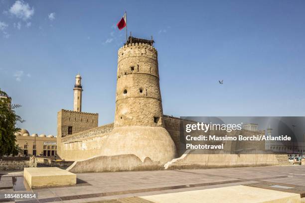 bur dubai, view of al fahidi fort, dubai museum - bur al arab stock pictures, royalty-free photos & images