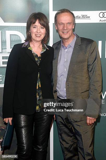 Franziska Walser and Edgar Selge attend the 'Inside Wikileaks' Germany Premiere at Kulturbrauerei on October 21, 2013 in Berlin, Germany.