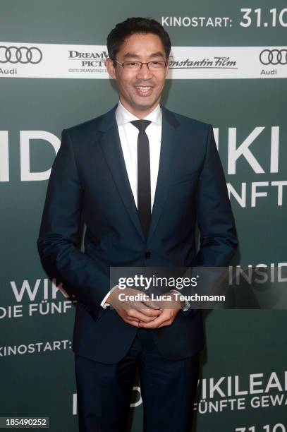 Philipp Roesler attends the 'Inside Wikileaks' Germany Premiere at Kulturbrauerei on October 21, 2013 in Berlin, Germany.