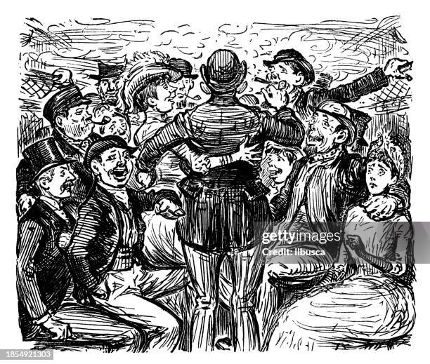 british satire caricature comic cartoon illustration - bus interior stock illustrations