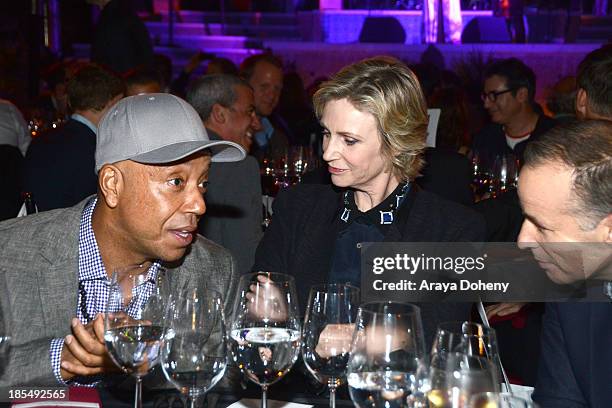 Russell Simmons and Jane Lynch attend 'An Evening Under The Stars' Benefiting The L.A. Gay & Lesbian Center on October 19, 2013 in Los Angeles,...