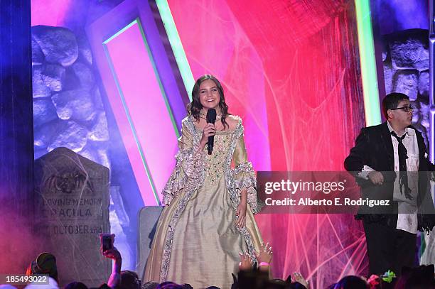 Actors Bailee Madison and Rico Rodriguez attend the Hub Network's 1st Annual Halloween Bash at Barker Hangar on October 20, 2013 in Santa Monica,...