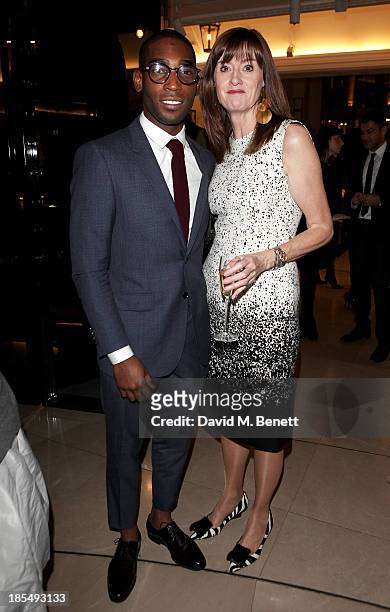 Tinie Tempah and BAFTA CEO Amanda Berry attends the BAFTA 'Breakthrough Brits' event at Burberry 121 Regent Street, London on October 21, 2013 in...