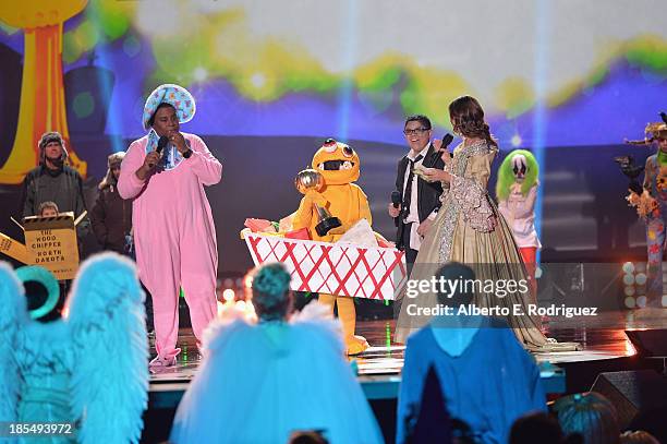 Actors Kenan Thompson, Rico Rodriguez and Bailee Madison attend the Hub Network's 1st Annual Halloween Bash at Barker Hangar on October 20, 2013 in...