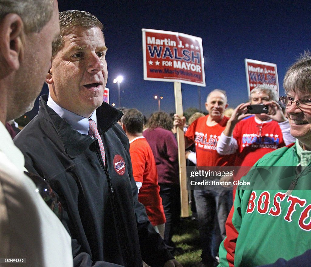 Mayoral Candidate Martin Walsh Campaigns In Savin Hill