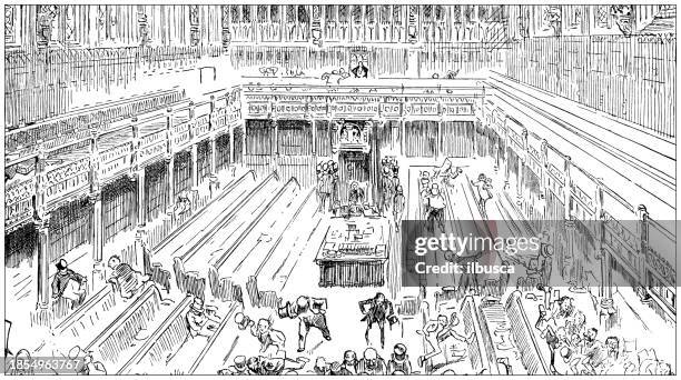 british satire caricature comic cartoon illustration - political party walk away stock illustrations