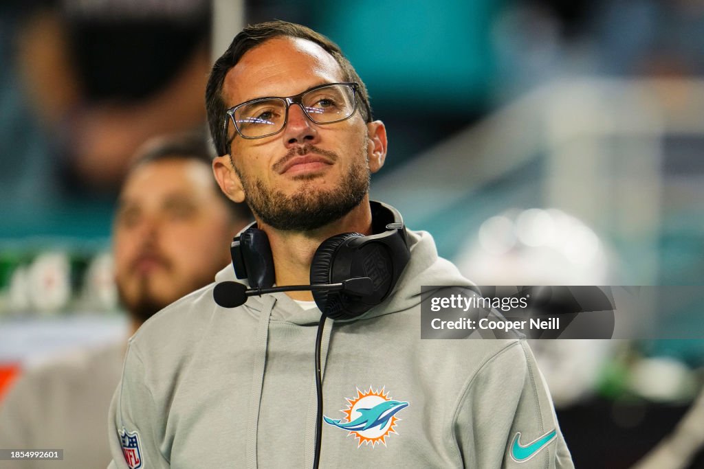 Miami Dolphins head coach Mike McDaniel looks on from the sideline