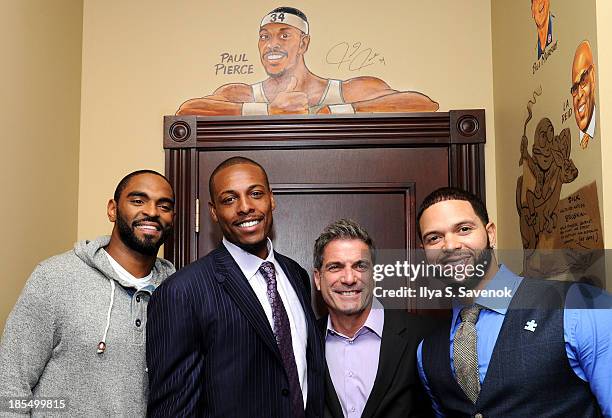 Players Alan Anderson , Paul Pierce , and Deron Williams , and Mario Singer attend DuJour's Jason Binn's welcoming NY Nets Star Paul Pierce To NYC...