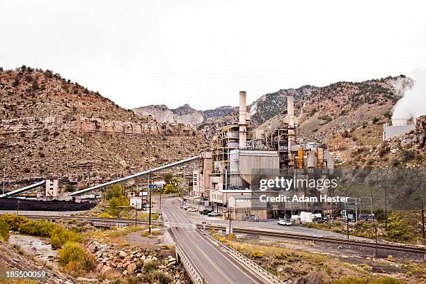 an industrial coal plant in the utah mountains. - coal mine stock pictures, royalty-free photos & images