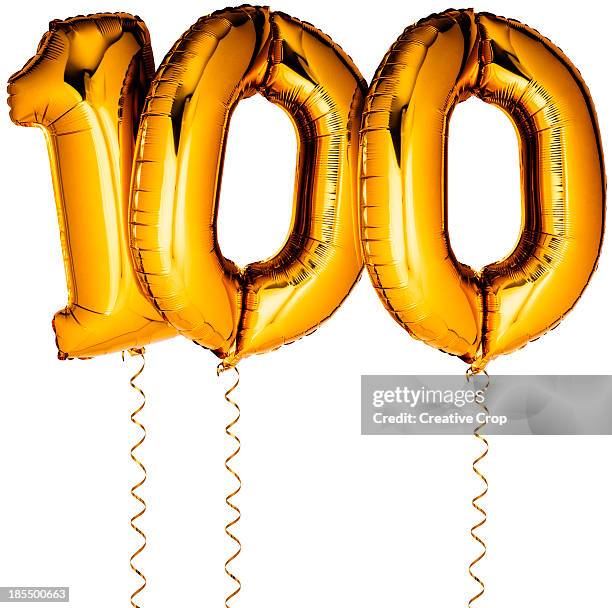 gold balloons in the shape of a number 100 - 100 stock pictures, royalty-free photos & images