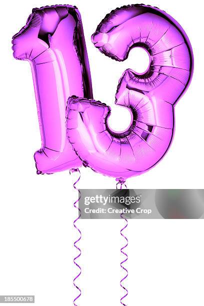 pink balloons in the shape of a number 13 - number 13 stock pictures, royalty-free photos & images